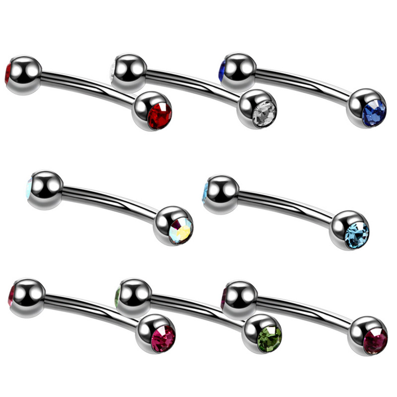 1PC G23 piercing colorat pentru sprâncene din titan Inele cu banane Geme duble Piercinguri pentru sprâncene cu mreană curbate Inele Bijuterii pentru corp 16g