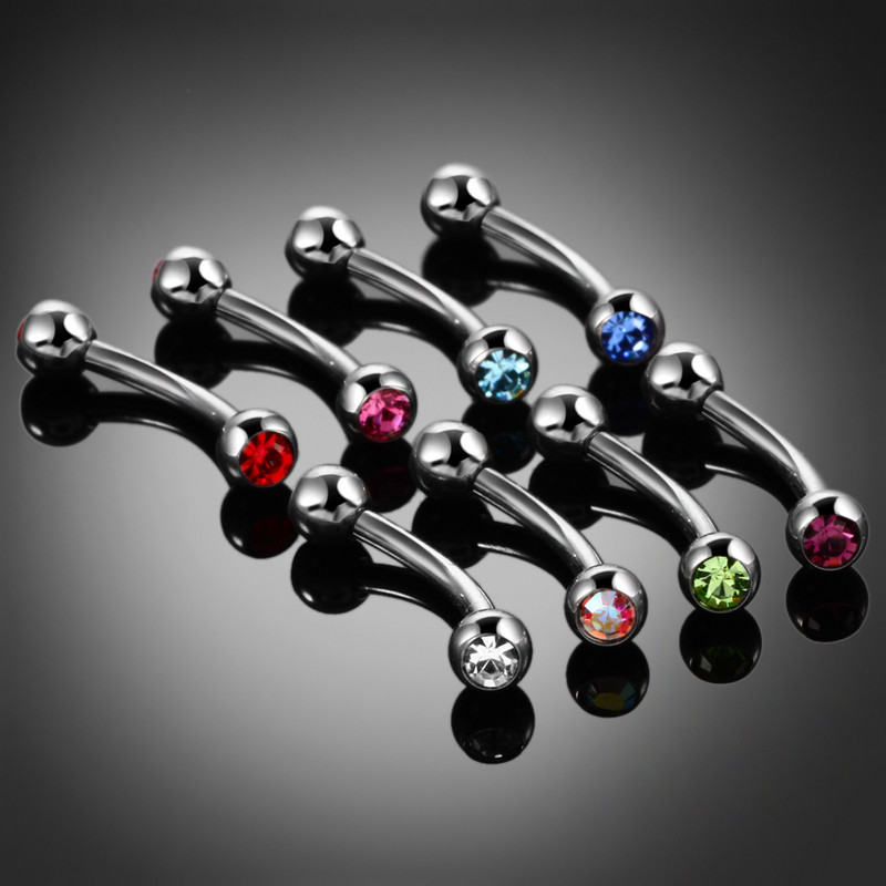 1PC G23 piercing colorat pentru sprâncene din titan Inele cu banane Geme duble Piercinguri pentru sprâncene cu mreană curbate Inele Bijuterii pentru corp 16g