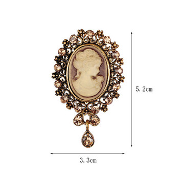 Vintage Gothic Rhinestone Crystal Cameo Beauty Head Καρφίτσες Γυναικείες Ανθοδέσμες Καρφίτσες Καρφίτσα Αντίκες Γαμήλια κοσμήματα