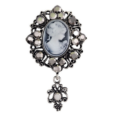 Vintage Gothic Rhinestone Crystal Cameo Beauty Head Broševi Ženski probrani buket Broš Igle Antikni vjenčani nakit