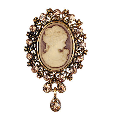 Vintage Gothic Rhinestone Crystal Cameo Beauty Head Καρφίτσες Γυναικείες Ανθοδέσμες Καρφίτσες Καρφίτσα Αντίκες Γαμήλια κοσμήματα
