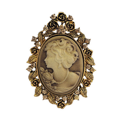 Vintage Gothic Rhinestone Crystal Cameo Beauty Head Καρφίτσες Γυναικείες Ανθοδέσμες Καρφίτσες Καρφίτσα Αντίκες Γαμήλια κοσμήματα
