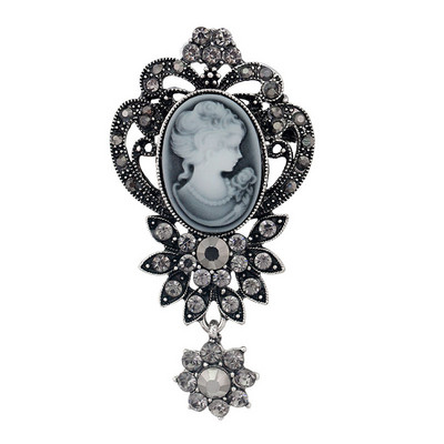 Vintage Gothic Rhinestone Crystal Cameo Beauty Head Καρφίτσες Γυναικείες Ανθοδέσμες Καρφίτσες Καρφίτσα Αντίκες Γαμήλια κοσμήματα