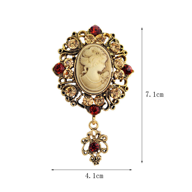 Vintage Gothic Rhinestone Crystal Cameo Beauty Head Καρφίτσες Γυναικείες Ανθοδέσμες Καρφίτσες Καρφίτσα Αντίκες Γαμήλια κοσμήματα