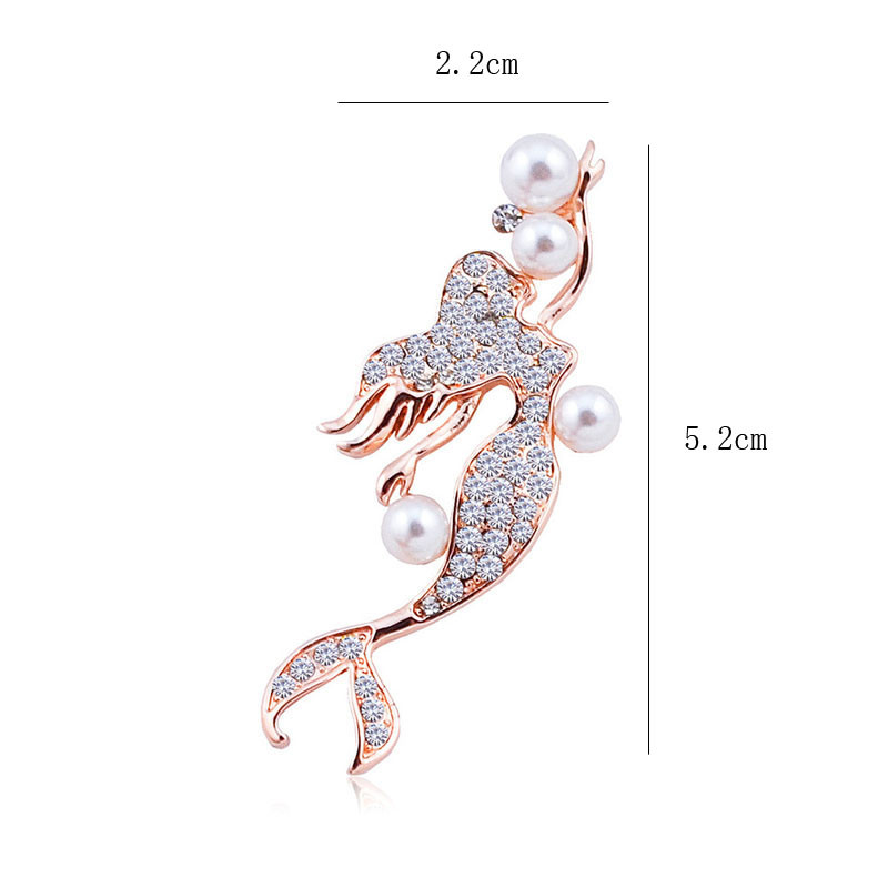 Frumusețe perla sirenă broșe bijuterii de lux femeie cristal stras palton pin moda simplă eșarfă cataramă accesorii femei