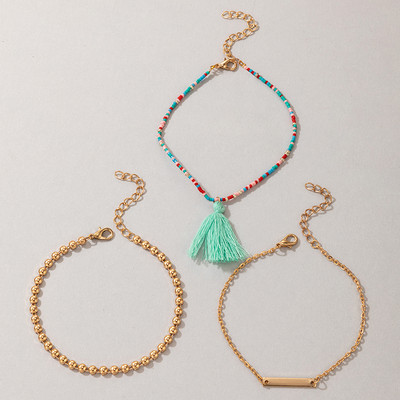 Tocona 4 buc/seturi Lanț pentru picioare boem, glezne cu margele colorate, ochi, pepene verde, piatră naturală, bijuterii de vară pentru femei 8369