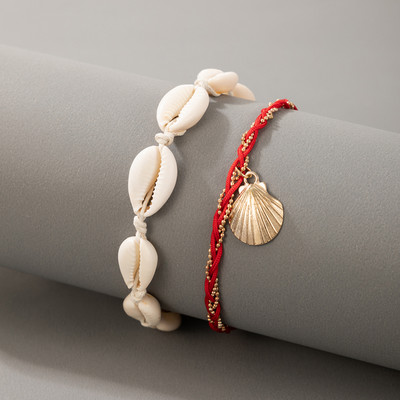 Tocona 4 buc/seturi gleznele colorate cu margele pentru femei barbati vara scoica piatra frânghie reglabila lanț pentru picioare bijuterii boeme 9426