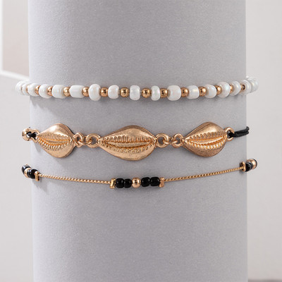 Tocona 4 buc/seturi gleznele colorate cu margele pentru femei barbati vara scoica piatra frânghie reglabila lanț pentru picioare bijuterii boeme 9426