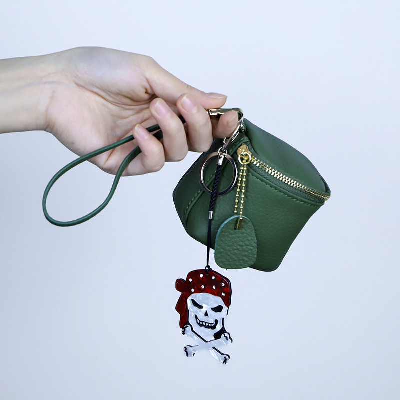 Încântător breloc punk arcylic, lucrat manual, cu craniu uman, breloc din oțel inoxidabil, lanț cheie pentru femei, fete, cadouri, accesorii de bijuterii