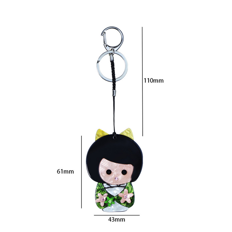 Breloc arcylic de modă nouă, realizat manual, pandantiv pentru fată umană, breloc de chei din oțel inoxidabil, pentru femei, copii, cadouri cu ridicata