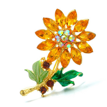 5 цветни блестящи кристални брошки с цветя за жени Модни емайлирани слънчогледови сватбени дрехи Корсаж Творчески букет Игли Бижута