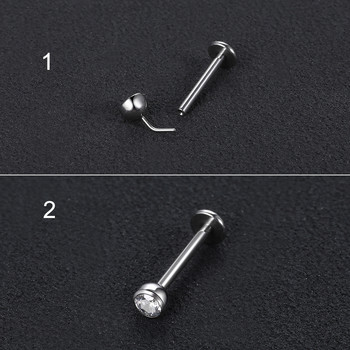 1PC Titanium CZ Threadless Push in Labret Rings Piercing Gem Горна част на ушния хрущял Helix Пиърсинг Ноздра Шпил Секси бижута за тяло