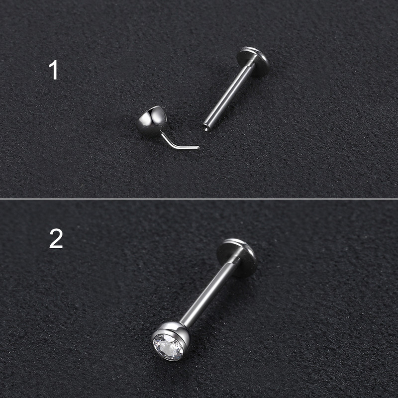 1PC titan CZ fără fir Push in inele labret piercing bijuterie de sus ureche cartilaj Helix piercing nară Stud bijuterii sexy pentru corp