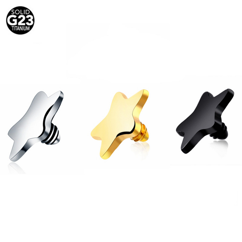 3db/tétel G23 Titanium Micro Dermal Anchor Top 4mm Round&Star Skin Diver Implantátumok Ékszerekkel díszített szexi dermális piercing testékszerek
