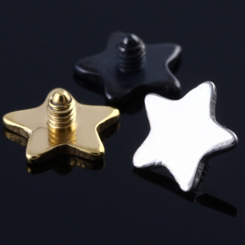3db/tétel G23 Titanium Micro Dermal Anchor Top 4mm Round&Star Skin Diver Implantátumok Ékszerekkel díszített szexi dermális piercing testékszerek