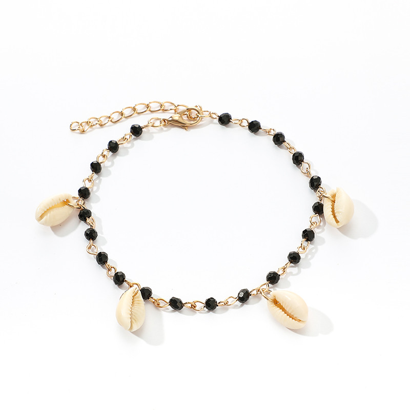 Tocona Boemia Shell Cu margele glezne pentru femei bărbați frânghie neagră stea fluture picior lanț bijuterii reglabile pentru femei bărbați