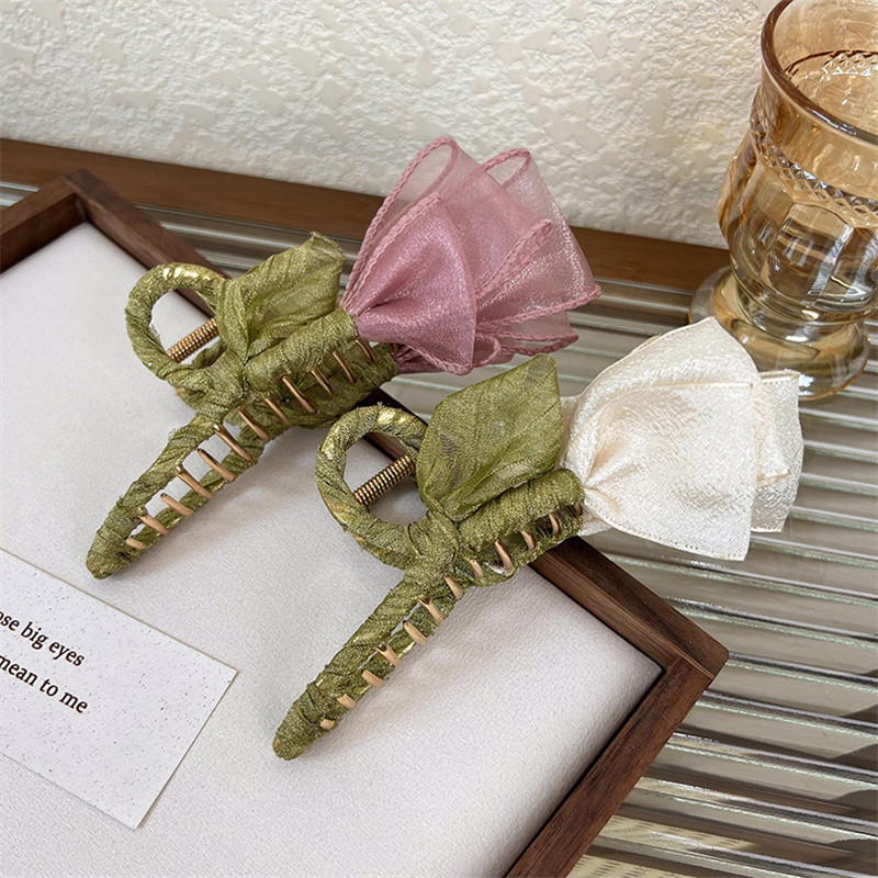 Agrafă de rechin de modă coreeană Agrafă de păr 2022 vară femei temperament gheare de păr lalele din organza elegantă