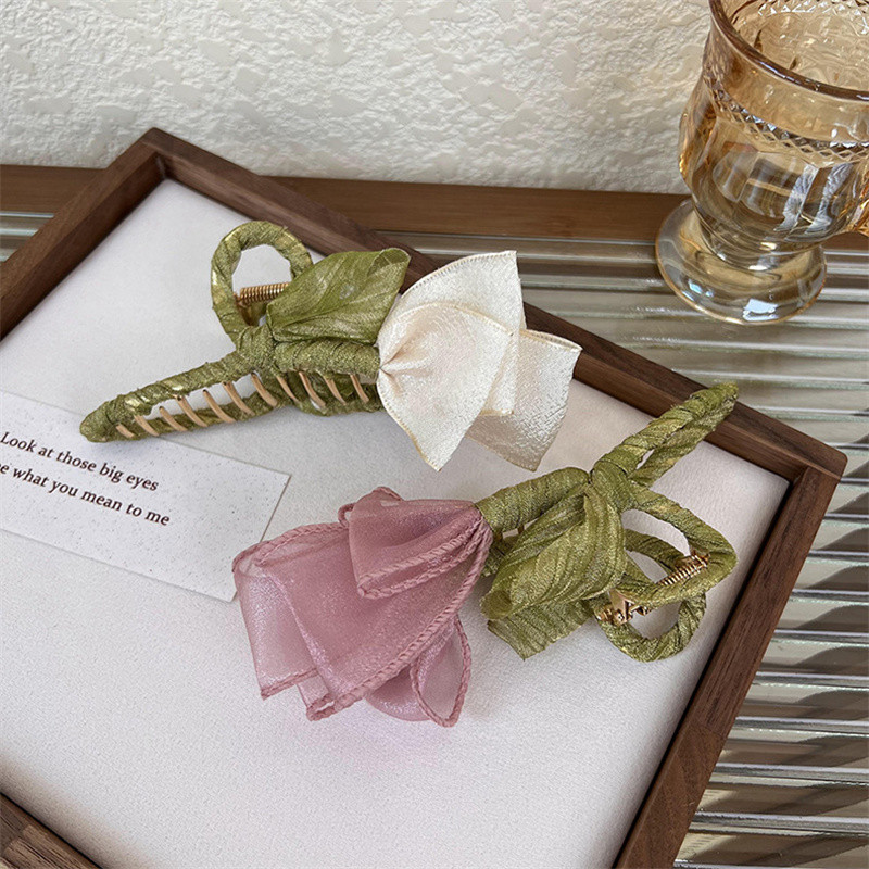 Agrafă de rechin de modă coreeană Agrafă de păr 2022 vară femei temperament gheare de păr lalele din organza elegantă