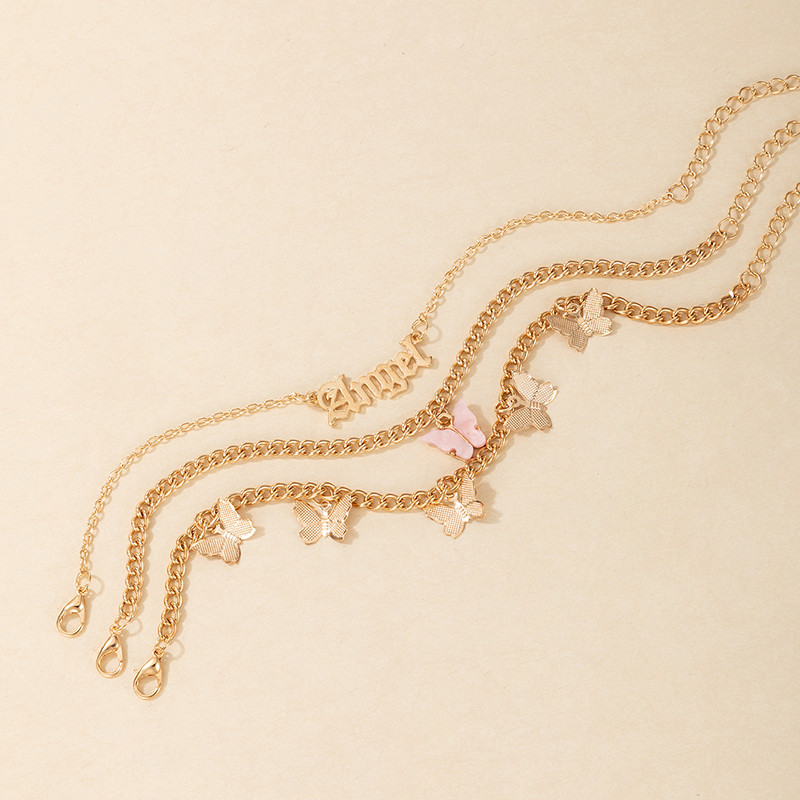 Tocona Brățări de gleznă cu mărgele colorate pentru femei fluture cu mai multe straturi ciucuri Shell aur lanț pentru picioare bijuterii reglabile браслет