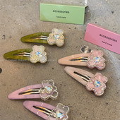 1 buc acetat colorat urs BB agrafă de păr dulce dragut breton lateral clemă dragoste strasuri accesorii de păr pentru femei