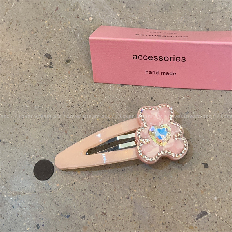 1 buc acetat colorat urs BB agrafă de păr dulce dragut breton lateral clemă dragoste strasuri accesorii de păr pentru femei