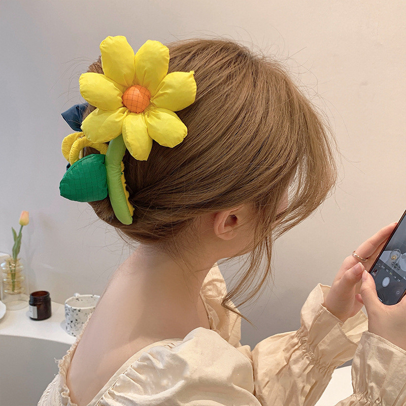 Noua fată de vară dulce burete floare clemă pentru coadă de cal agrafă de păr desen animat cu gheare de păr cadou pentru petrecerea de aniversare