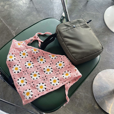 Moda coreeană Daisy Hand Croșetat Triunghi Triunghi Esarfă Fată Vară Bandana Turban Bentițe pentru femei Accesorii pentru păr Y2K