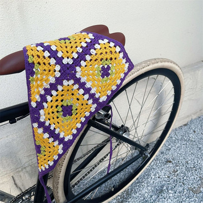 Moda coreeană Daisy Hand Croșetat Triunghi Triunghi Esarfă Fată Vară Bandana Turban Bentițe pentru femei Accesorii pentru păr Y2K