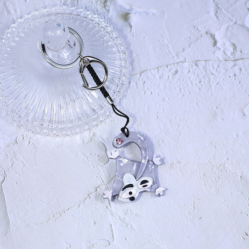 Breloc arcylic lucrat manual Animal veveriță zburătoare breloc din oțel inoxidabil breloc pentru femei, fete, cadouri, accesorii de bijuterii