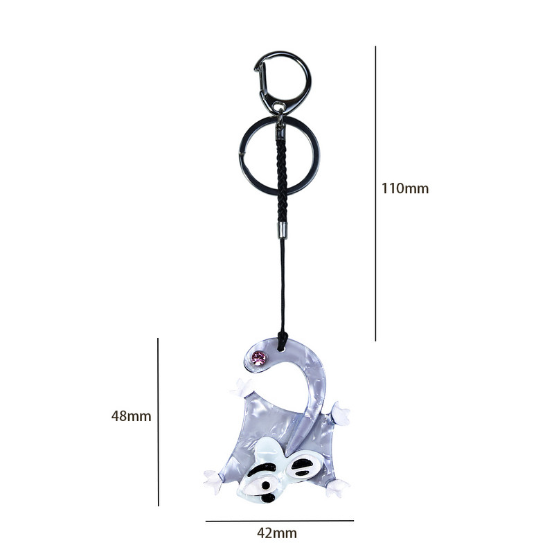 Breloc arcylic lucrat manual Animal veveriță zburătoare breloc din oțel inoxidabil breloc pentru femei, fete, cadouri, accesorii de bijuterii