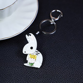 Breloc arcylic lucrat manual Iepure animal drăguț Breloc cheie din oțel inoxidabil pentru femei, fete, cadouri, accesorii de bijuterii
