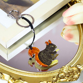 Ručne vyrobená arcylická kľúčenka s veveričkou z nehrdzavejúcej ocele, kľúčenka pre ženy a dievčatá, darčeky, šperky a doplnky.