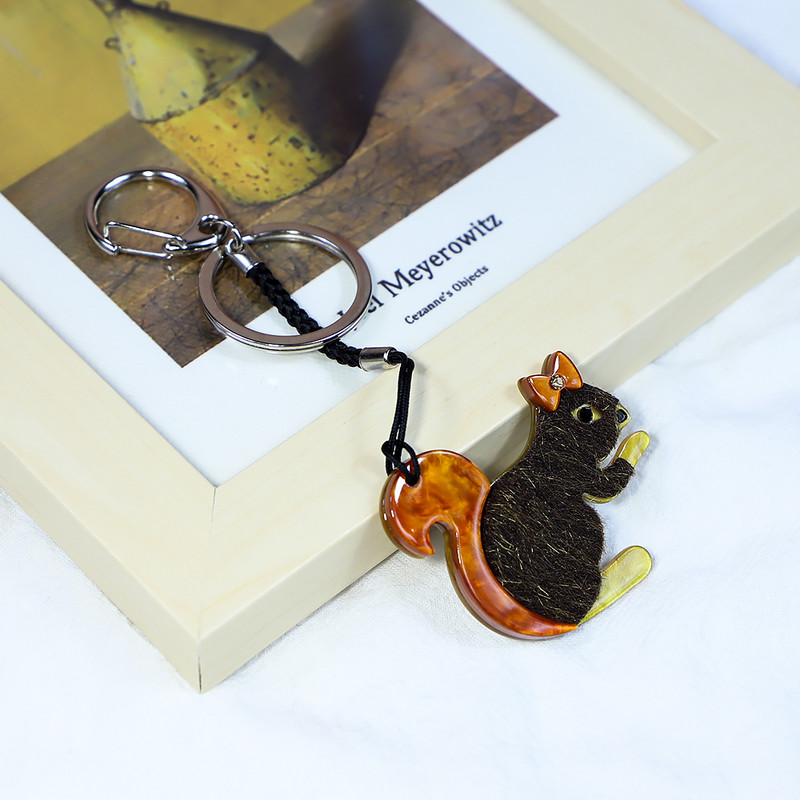 Ručne vyrobená arcylická kľúčenka s veveričkou z nehrdzavejúcej ocele, kľúčenka pre ženy a dievčatá, darčeky, šperky a doplnky.