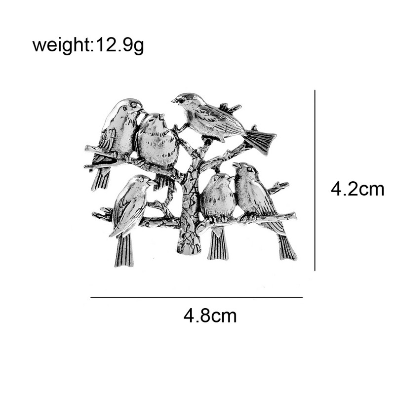 CINDY XIANG Broșe drăguțe cu 6 păsări și ramuri pentru femei
