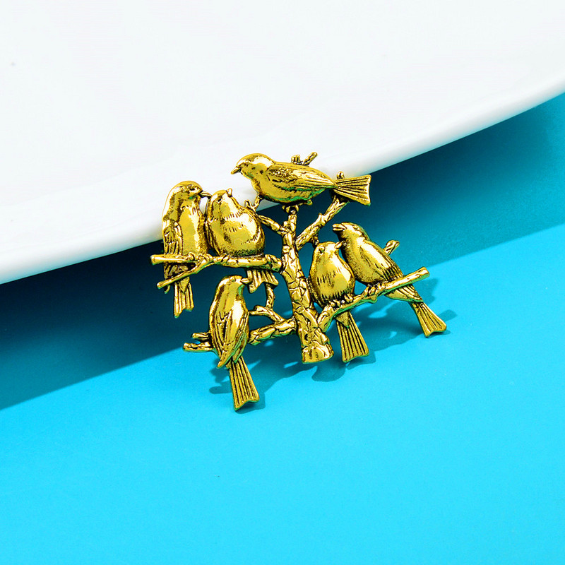 CINDY XIANG Broșe drăguțe cu 6 păsări și ramuri pentru femei