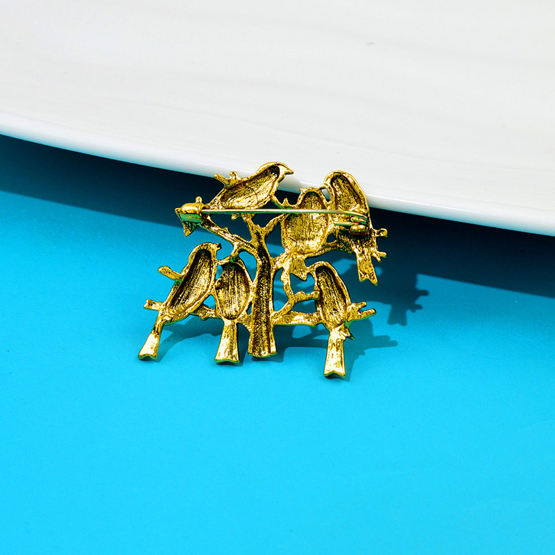 CINDY XIANG Broșe drăguțe cu 6 păsări și ramuri pentru femei