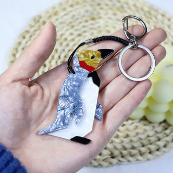 Χειροποίητο Arcylic Keychain Vivid Antarctic Penguins Μπρελόκ από ανοξείδωτο ατσάλι Μπρελόκ για γυναίκες κορίτσια Δώρα Αξεσουάρ κοσμημάτων