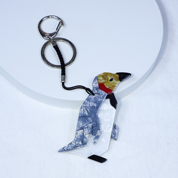 Χειροποίητο Arcylic Keychain Vivid Antarctic Penguins Μπρελόκ από ανοξείδωτο ατσάλι Μπρελόκ για γυναίκες κορίτσια Δώρα Αξεσουάρ κοσμημάτων