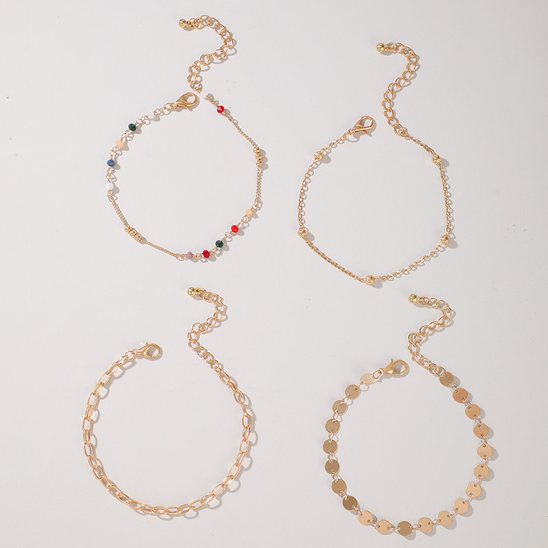 Tocona 4 τμχ/σετ Πολύχρωμα ποδαράκια με χάντρες Charms Χρυσή γκοφρέτα από κράμα μετάλλων ρυθμιζόμενη αλυσίδα ποδιών Boho κοσμήματα για γυναίκες 15949