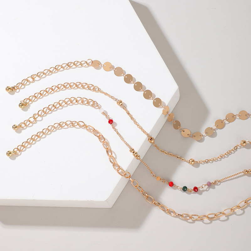 Tocona 4 τμχ/σετ Πολύχρωμα ποδαράκια με χάντρες Charms Χρυσή γκοφρέτα από κράμα μετάλλων ρυθμιζόμενη αλυσίδα ποδιών Boho κοσμήματα για γυναίκες 15949
