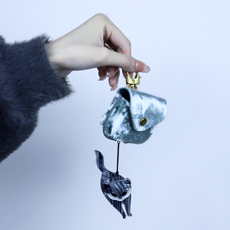 Încântător breloc arcylic lucrat manual, pisică animală, breloc cheie din oțel inoxidabil, lanț cheie pentru femei, fete, cadouri, accesorii de bijuterii lucrate manual