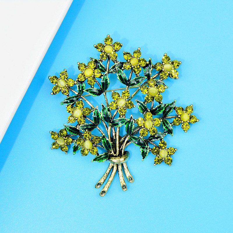 CINDY XIANG Broșe cu flori mari cu stras pentru femei 2 culori disponibile Bijuterii de modă Design de primăvară Accesorii pentru pulover