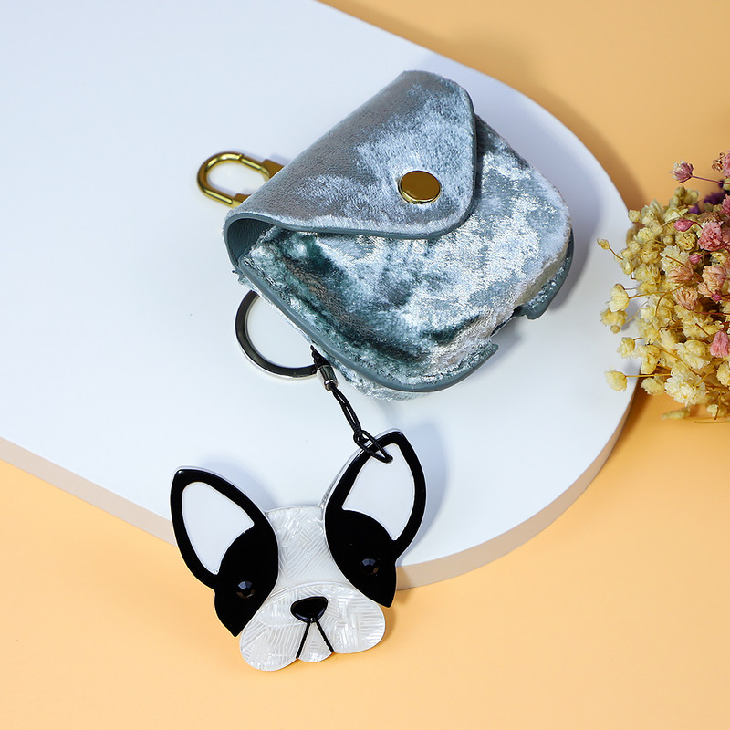 Breloc pentru câine cu farmec arcylic de modă, drăguț cu pandantiv cu animale, suport pentru chei din oțel inoxidabil, cadou pentru bărbați, femei, accesorii