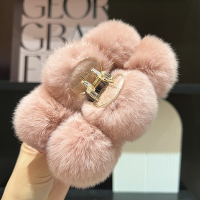 Agrafă de blană de iepure artificială Agrafă de păr New Fashion Temperment Fetiță drăguță de pluș Accesorii de păr pentru femei
