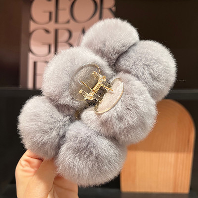 Agrafă de blană de iepure artificială Agrafă de păr New Fashion Temperment Fetiță drăguță de pluș Accesorii de păr pentru femei