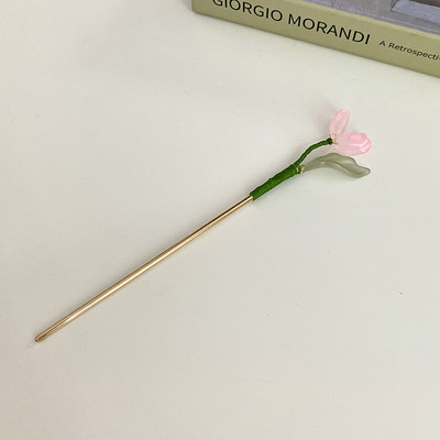 Antikvitás retro tulipán virág zománcos hajtű Hanfu hajkiegészítők női hajcsat lányoknak akril virágos hajmatricák ékszerek