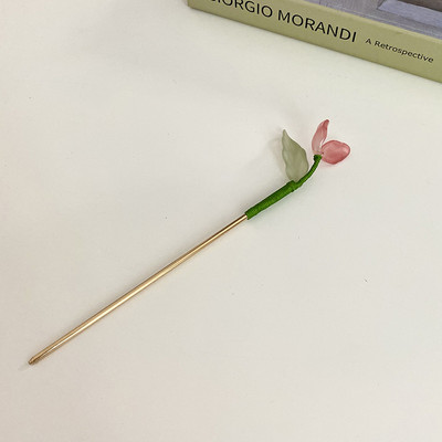 Antikvitás retro tulipán virág zománcos hajtű Hanfu hajkiegészítők női hajcsat lányoknak akril virágos hajmatricák ékszerek