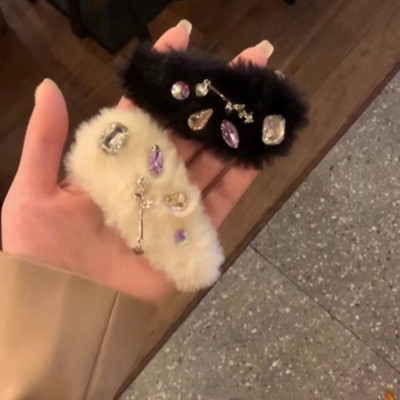 Корейска мода от висок клас Rhinestone Love Rose Щипка за коса BB клип за момиче Плюшена щипка за коса с циркон Шноли Дамски аксесоари за коса