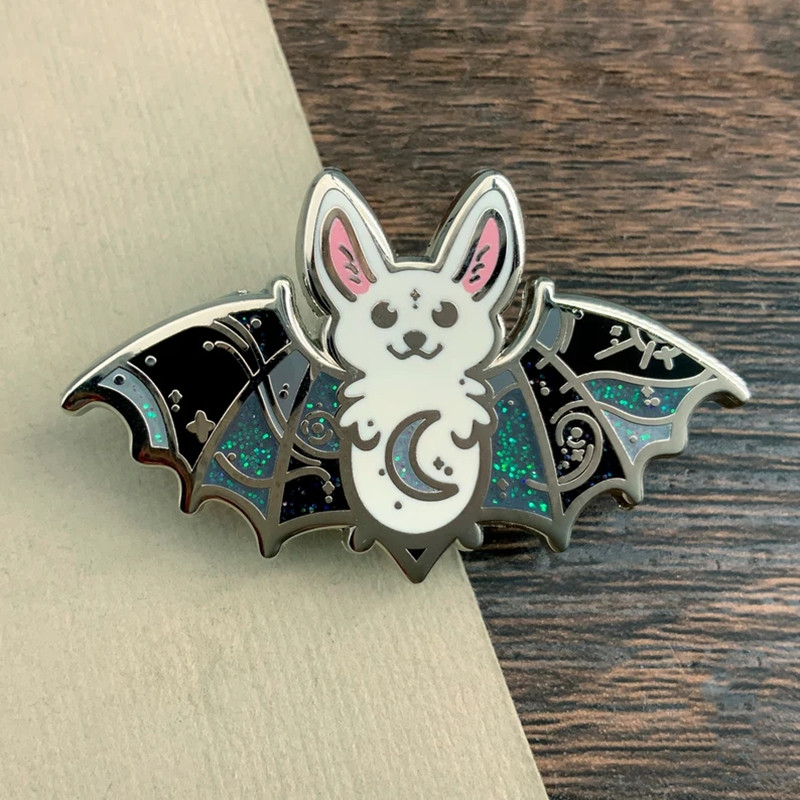 Desen animat drăguț de culoare argintie liliac din lună stele email pin insignă bricolaj drăguț broșă rucsac rever guler ace bijuterii fani cadou