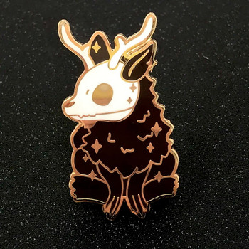 Череп Елен Черна звезда Kawaii Mythical Cryptid Creature Deer Monster Твърд емайл Значка Брошка Игли Направи си сам Раница Яка Игла за ревер